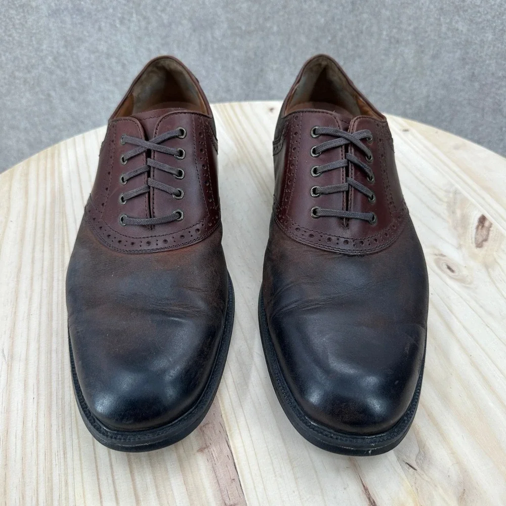 Johnston Murphy Sheepskin Leather Shoes Mens 12 Two-Tone Burnished Brogue Oxford